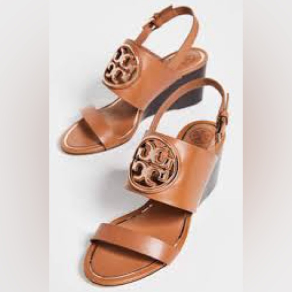 Tory Burch Metal Miller Wedge Size 7.5